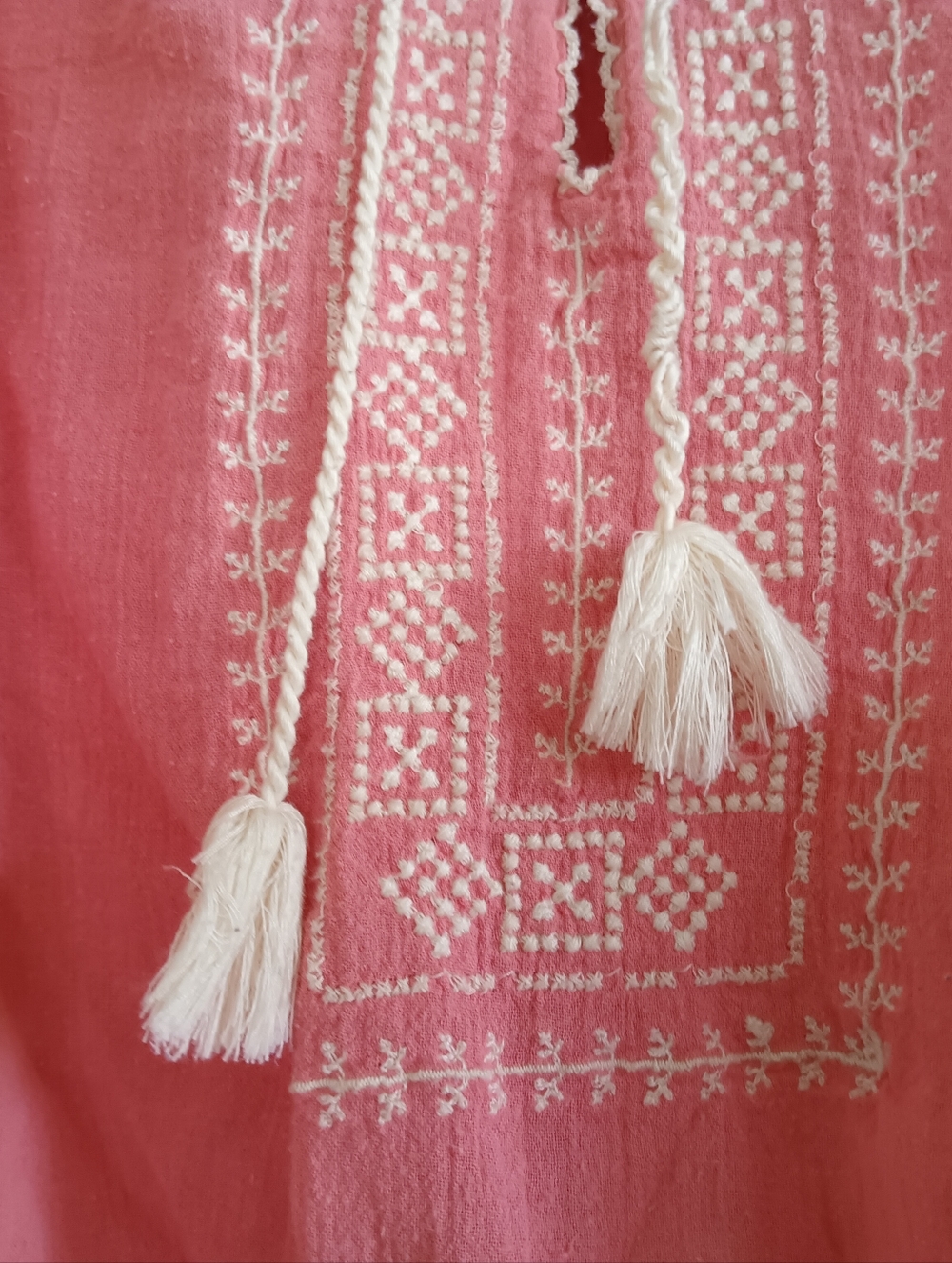 American Eagle Outfitters Coral Pink Embroidered Peasant Blouse Breezy Boho Y2k - Picture 6 of 12